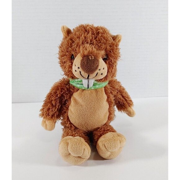 Kinder Beaver Brown Plush Green Bandana 10" Stuffed Toy Ferrero Rocher - Picture 1 of 4